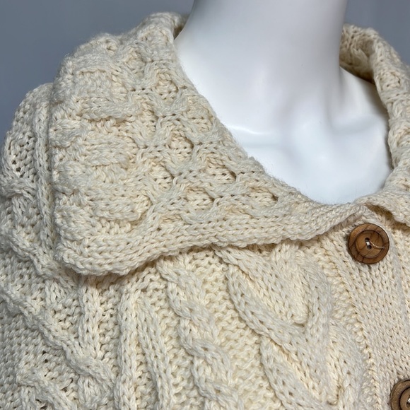 NWT!! British Wool Cream Fisherman’s Knit Cardigan L - Picture 3 of 8